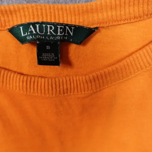 Ralph Lauren Top Womens Small Long Sleeve Ruffle Cuff Gold Button Crew Neck - Picture 3 of 11